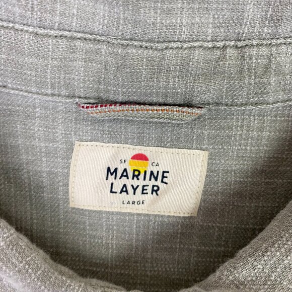 Marine Layer Selvage Shirt Men's Large Gray Button Up Down Long Sleeve Stretch - Picture 3 of 12